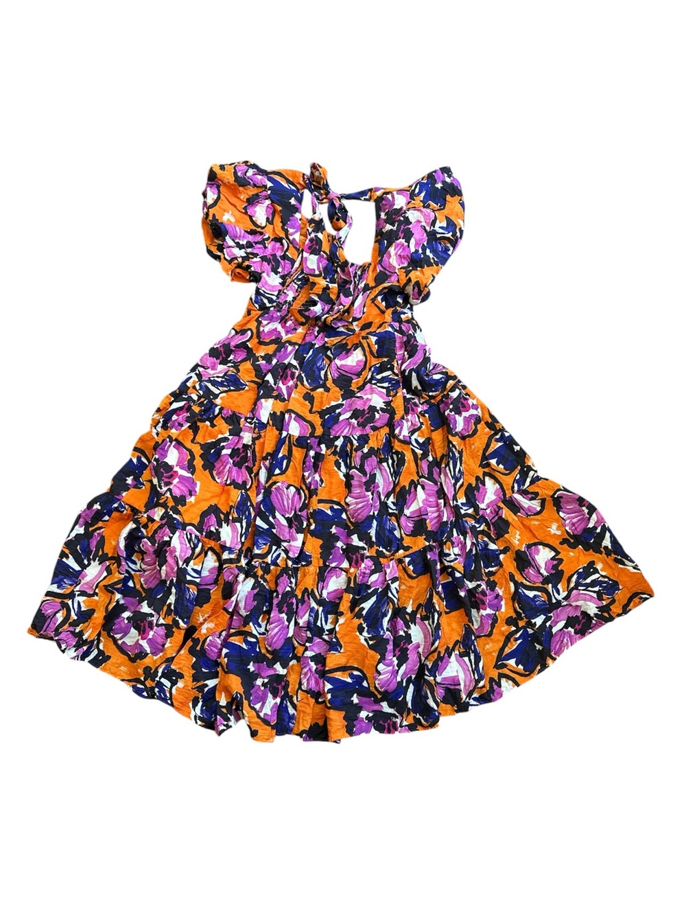 Anthropologie Puff Sleeve Floral Midi Dress XL Open Back Cottagecore Boho Flowy - Picture 6 of 12